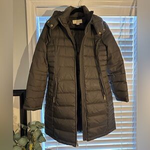 Michael Michael Kors Long Puffer Coat Dark Olive Green Size S